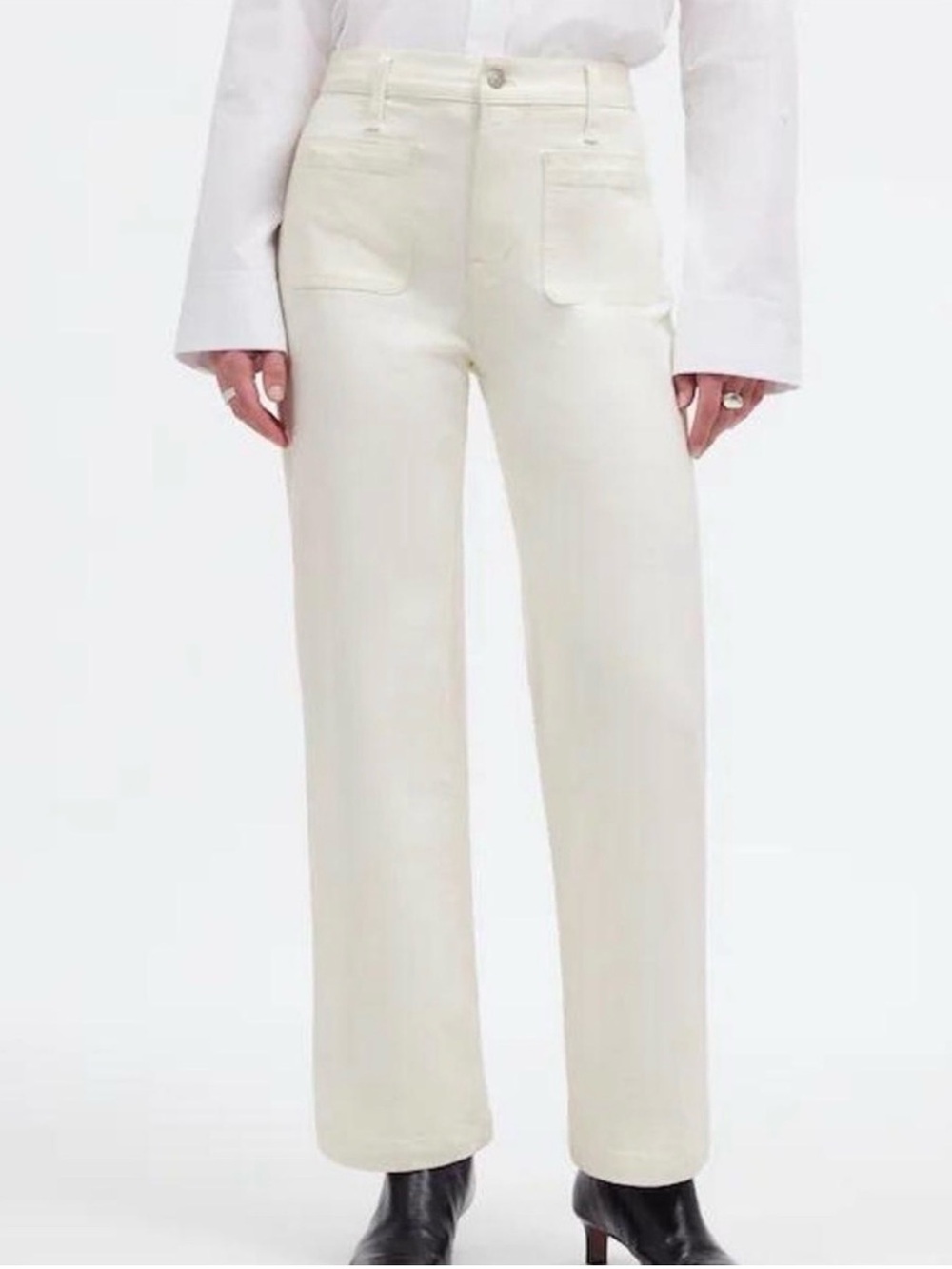 Madewell Cream Wide-Leg High-Rise Jeans